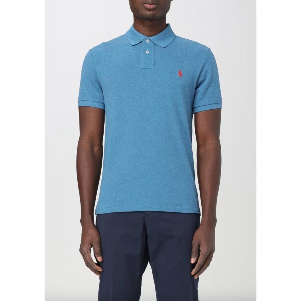 Polo Ralph Lauren Cornflower Blue Polo collared Shirt custom fit size Large